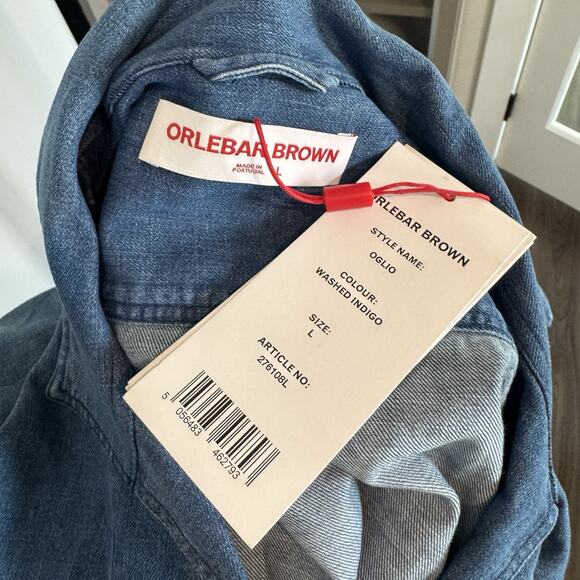 Orlebar Brown Oglio Washed Indigo Blue Denim Popover Shirt Relaxed Jacket L NEW - Picture 6 of 7